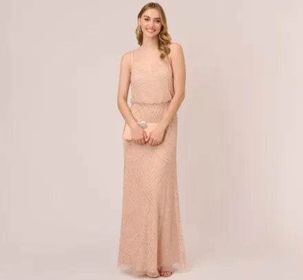 Adrianna Papell Wedding Guest Dresses|Formal Dresses*Art Deco Beaded Blouson Gown In