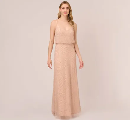 Adrianna Papell Wedding Guest Dresses|Formal Dresses*Art Deco Beaded Blouson Gown In