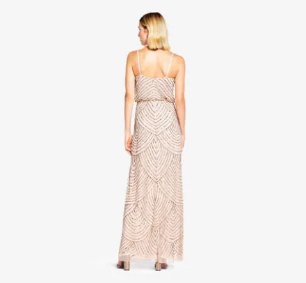 Adrianna Papell Wedding Guest Dresses|Formal Dresses*Art Deco Beaded Blouson Gown In Taupe Pink