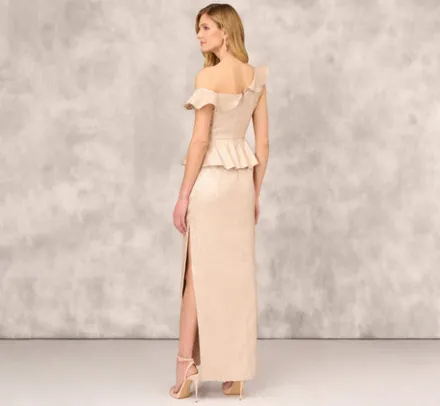 Adrianna Papell Wedding Guest Dresses|Formal Dresses*Asymmetrical Column Gown With Ruffle Details In