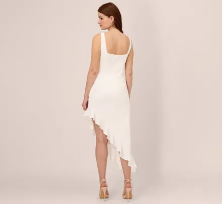 Adrianna Papell Day Dresses|Petite-Friendly*Asymmetrical Crepe Midi Dress With Flounce Hem In
