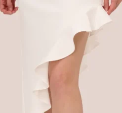 Adrianna Papell Day Dresses|Petite-Friendly*Asymmetrical Crepe Midi Dress With Flounce Hem In