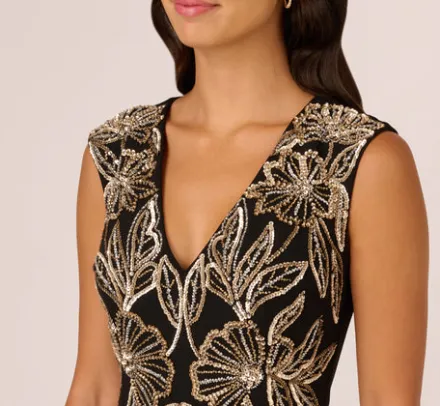 Adrianna Papell Wedding Guest Dresses|Formal Dresses*Beaded Crepe Long Dress In