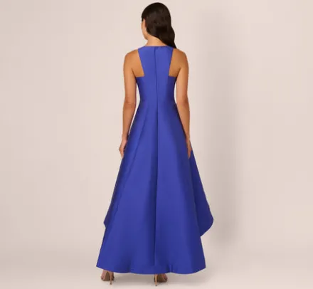 Adrianna Papell Wedding Guest Dresses|Formal Dresses*Bead Mikado High Low Long Dress In Ultra Blue