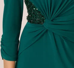 Adrianna Papell Wedding Guest Dresses|Day Dresses*Boat Neck Sheath Short Dress In Dark Ivy