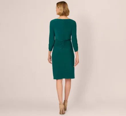 Adrianna Papell Wedding Guest Dresses|Day Dresses*Boat Neck Sheath Short Dress In Dark Ivy