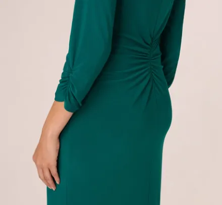 Adrianna Papell Wedding Guest Dresses|Day Dresses*Boat Neck Sheath Short Dress In Dark Ivy