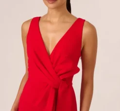 Adrianna Papell Wedding Guest Dresses|Formal Dresses*Bow Front Crepe Gown In Super Red