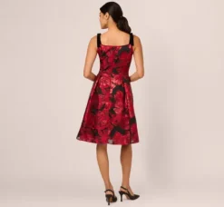 Adrianna Papell Wedding Guest Dresses|Day Dresses*Bow Jacquard Short Dress In Black Red