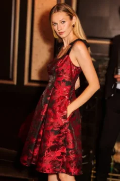 Adrianna Papell Wedding Guest Dresses|Day Dresses*Bow Jacquard Short Dress In Black Red