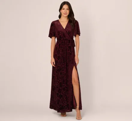 Adrianna Papell Wedding Guest Dresses|Ap Exclusives*Burnout Velvet Maxi Dress In