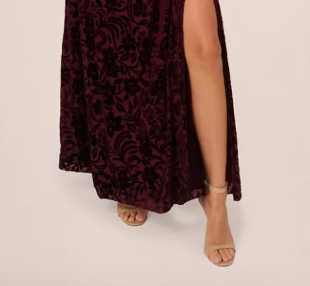 Adrianna Papell Wedding Guest Dresses|Ap Exclusives*Burnout Velvet Maxi Dress In