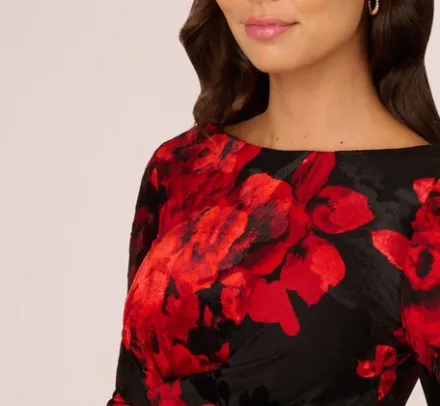 Adrianna Papell Wedding Guest Dresses|Day Dresses*Burnout Velvet Sheath Dress In Black Red