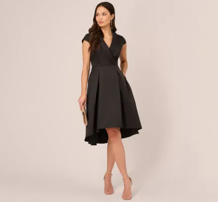 Adrianna Papell Wedding Guest Dresses|Day Dresses*Cap Sleeve Mikado Midi Dress With High Low Skirt In