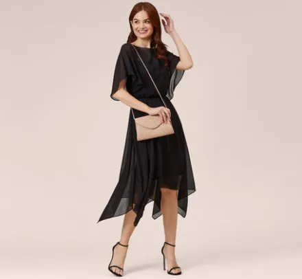 Adrianna Papell Wedding Guest Dresses|Day Dresses*Chiffon Blouson Midi Dress With Flutter Sleeves In