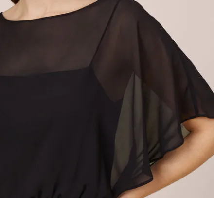 Adrianna Papell Wedding Guest Dresses|Day Dresses*Chiffon Blouson Midi Dress With Flutter Sleeves In