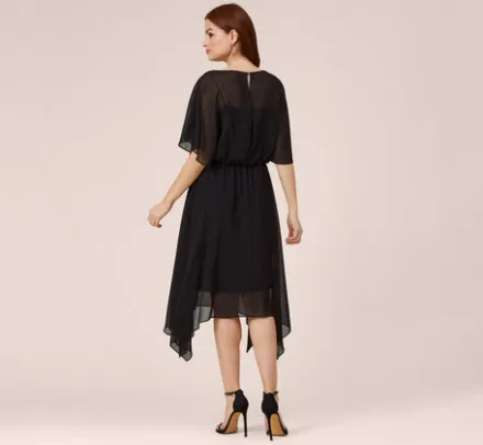 Adrianna Papell Wedding Guest Dresses|Day Dresses*Chiffon Blouson Midi Dress With Flutter Sleeves In