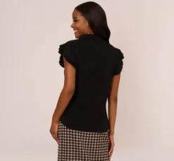 Adrianna Papell Tops & Blouses|Co-Ord Sets*Collared Button Up Top With Flutter Sleeves In