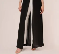 Adrianna Papell Jumpsuits|Day Dresses*Colorblock Jumpsuit With Skirt Overlay In Black Ivory