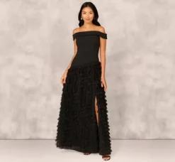 Adrianna Papell Wedding Guest Dresses|Formal Dresses*Combo Fabric Drop Waist Ballgown In