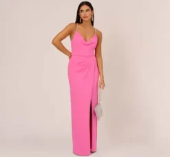 Adrianna Papell Wedding Guest Dresses|Formal Dresses*Cowl Neck Column Gown With Draped Details In Pink Parfait