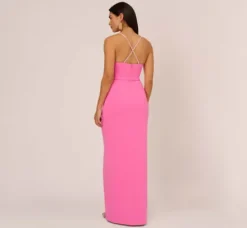 Adrianna Papell Wedding Guest Dresses|Formal Dresses*Cowl Neck Column Gown With Draped Details In Pink Parfait
