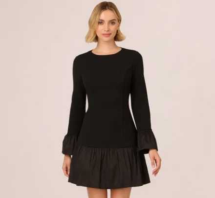 Adrianna Papell Wedding Guest Dresses|Day Dresses*Crepe And Taffeta Drop Waist Short Dress In