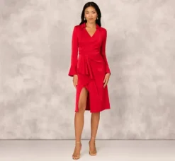 Adrianna Papell Wedding Guest Dresses|Petite-Friendly*Crepe Back Satin Midi Dress In