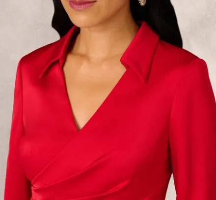 Adrianna Papell Wedding Guest Dresses|Petite-Friendly*Crepe Back Satin Midi Dress In