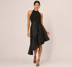 Adrianna Papell Wedding Guest Dresses|Petite-Friendly*Crepe Combo Taffeta Dress In