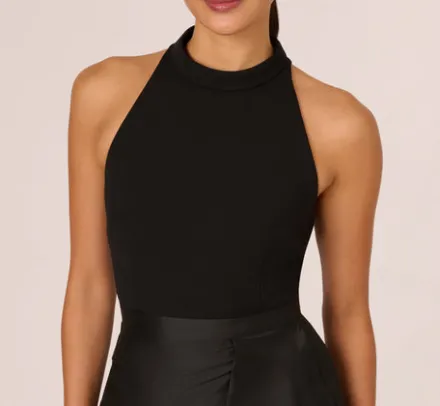 Adrianna Papell Wedding Guest Dresses|Petite-Friendly*Crepe Combo Taffeta Dress In