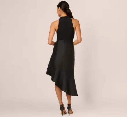 Adrianna Papell Wedding Guest Dresses|Petite-Friendly*Crepe Combo Taffeta Dress In