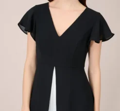 Adrianna Papell Jumpsuits|Day Dresses*Crepe Cropped Jumpsuit With Gauze Overlay In Black Ivory