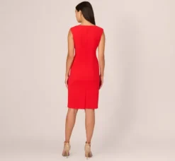 Adrianna Papell Wedding Guest Dresses|Day Dresses*Crepe Sheath Dress With Draped Details In Red Crush