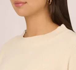 Adrianna Papell Tops & Blouses|Sweaters*Crew Neck Pullover Sweater With Tipped Details In Cream Black