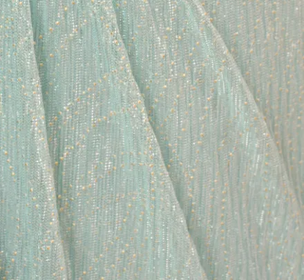 Adrianna Papell Wedding Guest Dresses|Formal Dresses*Crinkle Metallic Gown With Sheer Bishop Sleeves And Draped Details In Mint Smoke