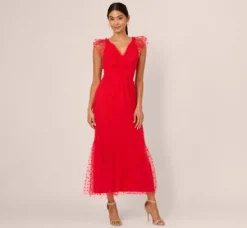 Adrianna Papell Wedding Guest Dresses|Day Dresses*Dot Tulle Ruffle Dress In