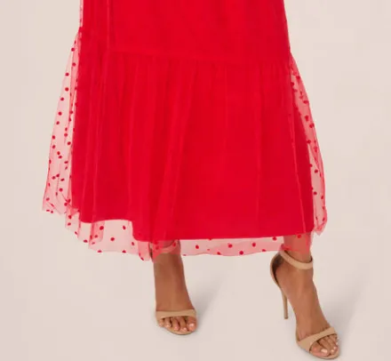 Adrianna Papell Wedding Guest Dresses|Day Dresses*Dot Tulle Ruffle Dress In