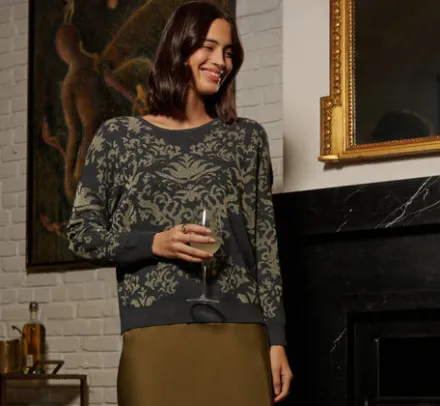 Adrianna Papell Tops & Blouses|Sweaters*Drop Shoulder Metallic Knit Sweater In Slate Grey Gold
