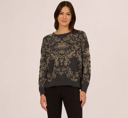 Adrianna Papell Tops & Blouses|Sweaters*Drop Shoulder Metallic Knit Sweater In Slate Grey Gold