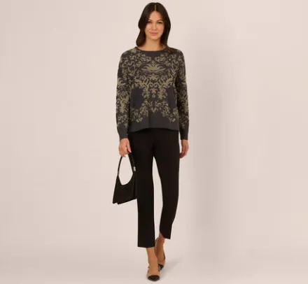 Adrianna Papell Tops & Blouses|Sweaters*Drop Shoulder Metallic Knit Sweater In Slate Grey Gold