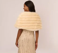 Adrianna Papell Shawls & Wraps*Faux Fur Wrap With Stone Brooch In