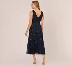 Adrianna Papell Wedding Guest Dresses|Grandmother Of The Bride & Groom*Floral Beaded Ankle Length Sleeveless Gown In