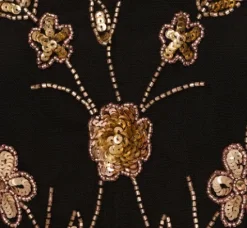 Adrianna Papell Wedding Guest Dresses|Formal Dresses*Floral Beaded Blouson Tea Length Dress In Black Gold