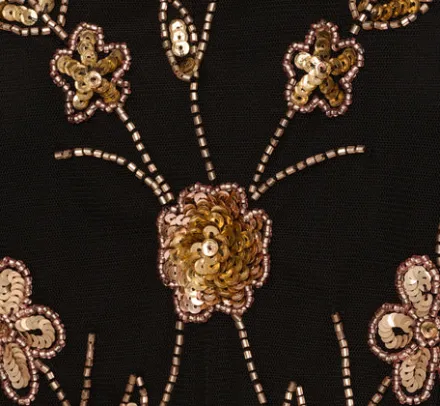Adrianna Papell Wedding Guest Dresses|Formal Dresses*Floral Beaded Blouson Tea Length Dress In Black Gold