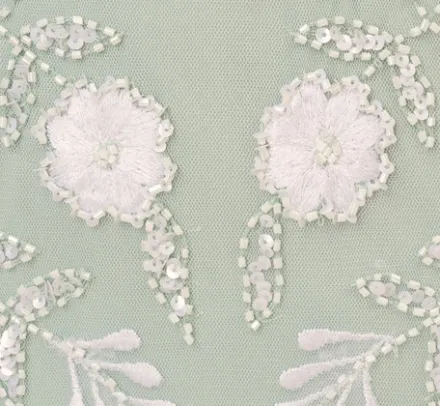Adrianna Papell Wedding Guest Dresses|Petite-Friendly*Floral Beaded Dress With Sheer Flutter Sleeves In Icy Sage Ivory