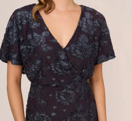 Adrianna Papell Wedding Guest Dresses|Formal Dresses*Floral Burnout Velvet Long Blouson Gown In