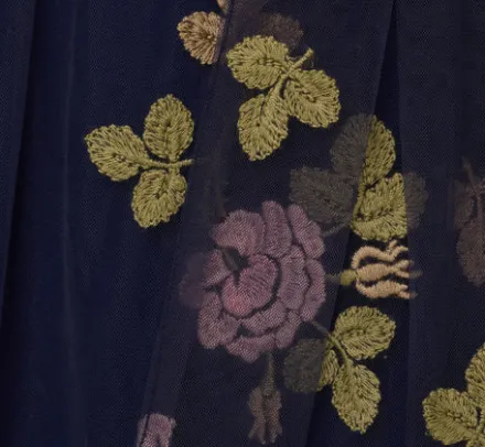 Adrianna Papell Wedding Guest Dresses|Ap Exclusives*Floral Embroidered Maxi Dress With Sheer Flutter Sleeves In Navy Multi