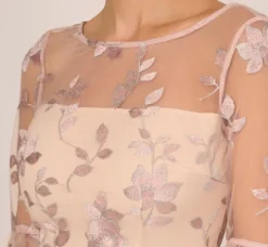 Adrianna Papell Wedding Guest Dresses|Day Dresses*Floral Embroidered Sheath Dress With Scalloped Detail In Champagne Multi