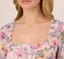 Adrianna Papell Wedding Guest Dresses|Day Dresses*Floral Embroidered Sheath Dress With Three Quarter Bell Sleeves In Blush Multi
